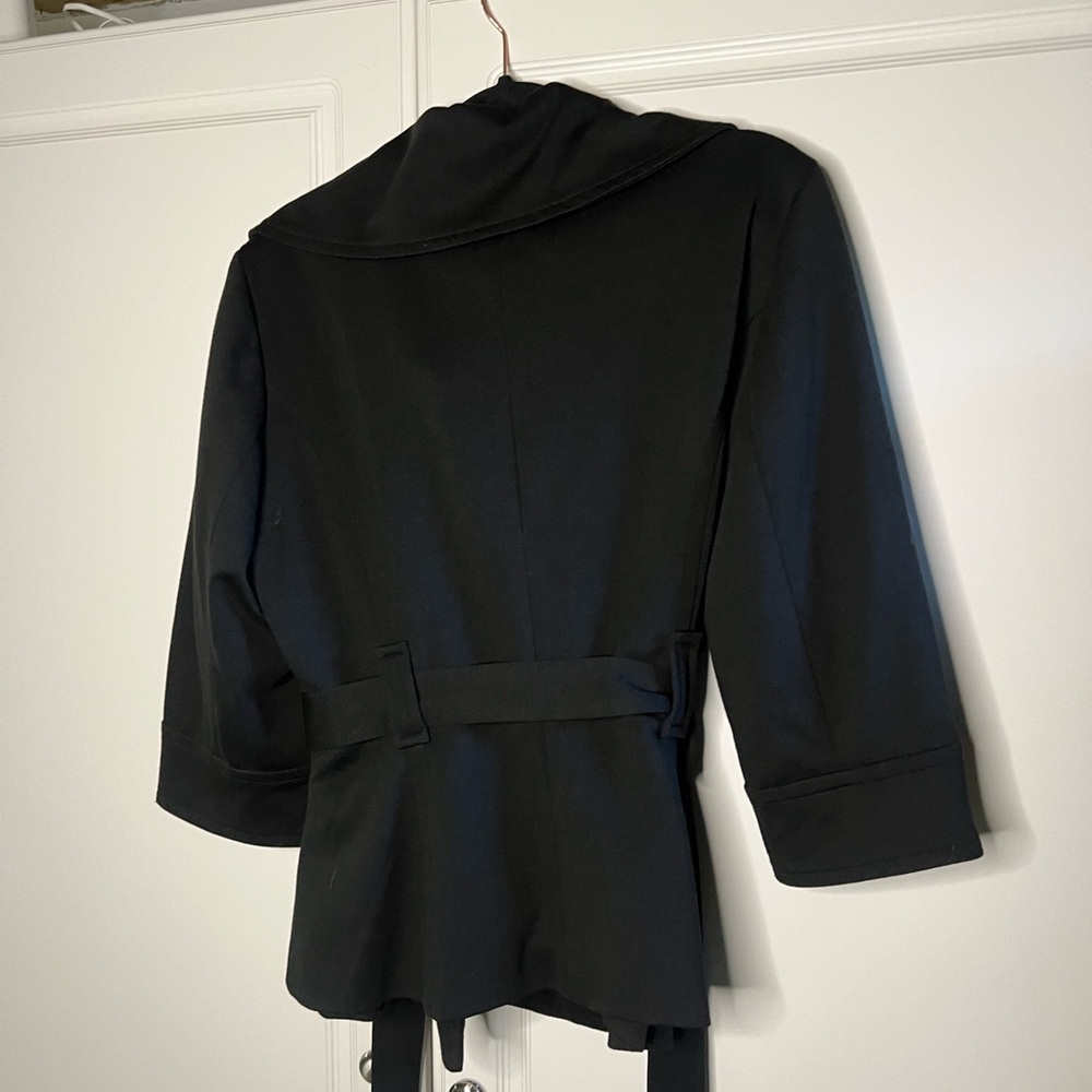 Sandro Tailored Jacket Black Belted Trench - Picture 11 of 11